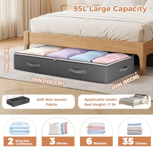 Budding Joy 95L Under Bed Storage Containers, 4 Pack Closet - Image 4
