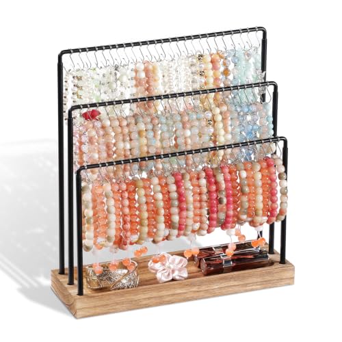 Jewelry Organizer Stand, 75 Hooks Wood & Metal Brace | Jewelry Organiz - Image 2