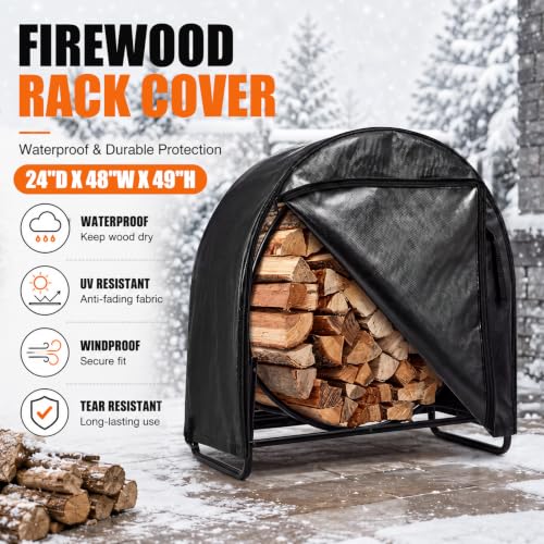48 Inch Firewood Log Hoop Cover with Zipper, Outdoor - Image 3