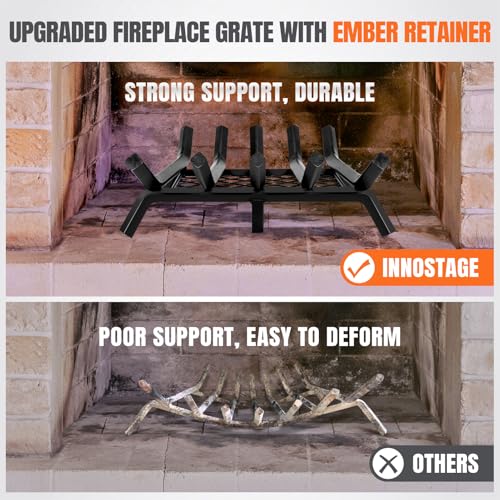 INNO STAGE 17 Inch Fireplace Grate with Ember Retainer - Image 7