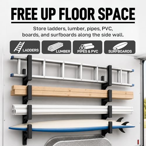 4 Pack Trailer Ladder Rack, Steel Side Mount with Straps - Image 6