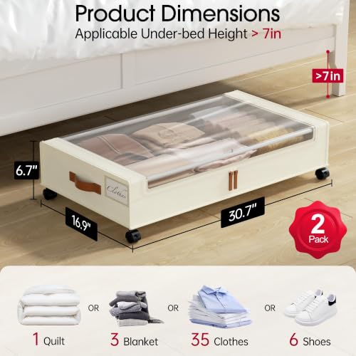 Yecaye 60L Under Bed Storage Containers with Wheels, 2 - Image 3