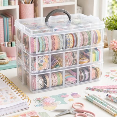 Guyuyii Bead Organizer, 3-Tier with 30 Adjustable Compartments - Image 6
