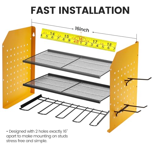 Power Tool Organizer Wall Mount, 3-Layer Drill Rack, Yellow - Image 7
