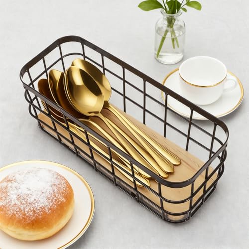 Dicunoy Set of 2 Small Wire Baskets, Narrow Rustic Storage Bin - Image 6