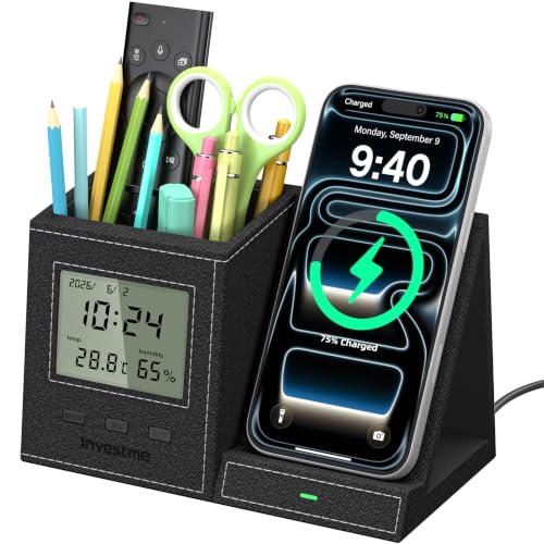 5-in-1 Pen Holder with Wireless Charger, Desk Organizer - Image 2