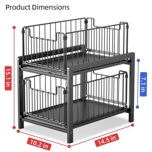2-Tier Pull Out Cabinet Organizer, Slide Out Under Sink Organizer