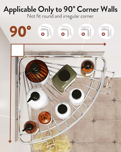 Orimade Corner Shower Caddy Stainless Steel with Hooks Wall - Image 4