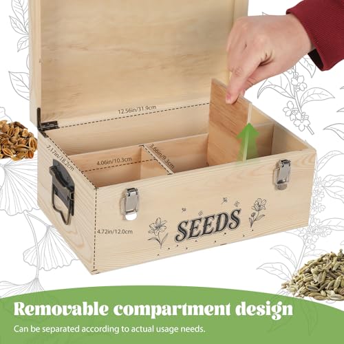 13.1”×7.7”×6” Wood Seed Storage Box 60pcs Seed Envelopes - Image 5