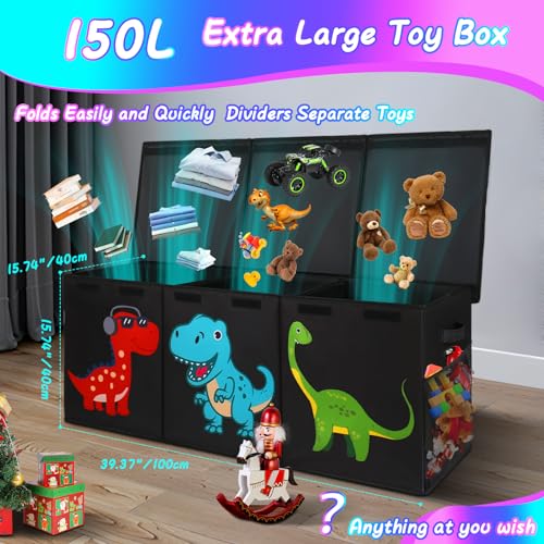 Extra Large Toy Box, Kids Toy Storage Chest with Lids - Image 3