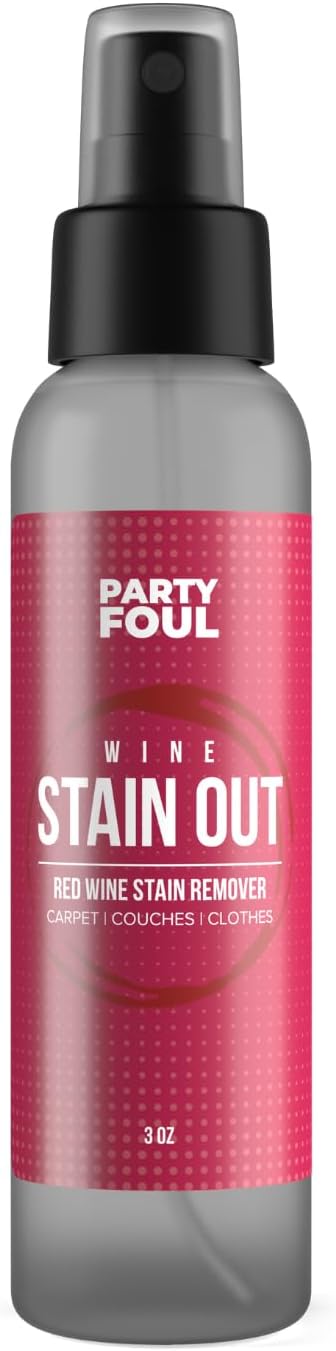 Party Foul Travel Size Wine Stain Out Spray - Plant Based Red Wine Stain Remover for Clothes, Carpets, & Couches - Stain Remover Spray for Coffee, Tea, & Sports Drinks Stains - Unscented - 3 oz