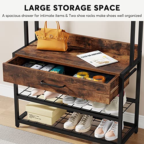 Tribesigns 3-in-1 Entryway Hall Tree with Shoe Bench and Hutch - Image 5