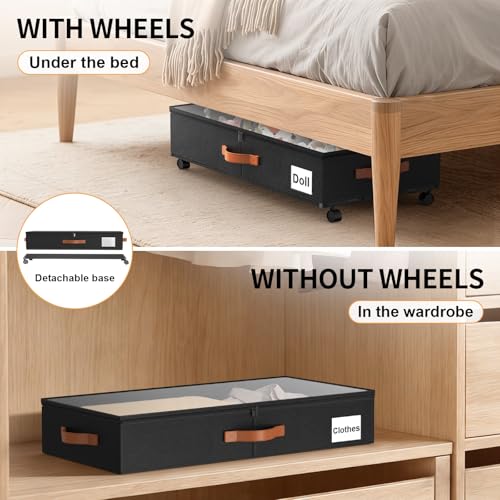 Under Bed Storage Containers with Wheels Large Underbed Shoes - Image 6