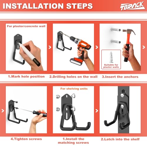 TORACK 15 PCS Garage Storage Hooks, Shelving Hooks | Garage Storage - Image 7