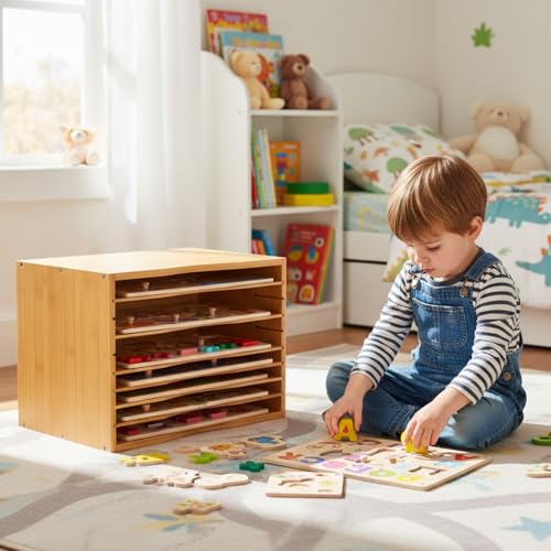 1 Pack Bamboo Puzzle Storage Rack, 7-tier - Image 6