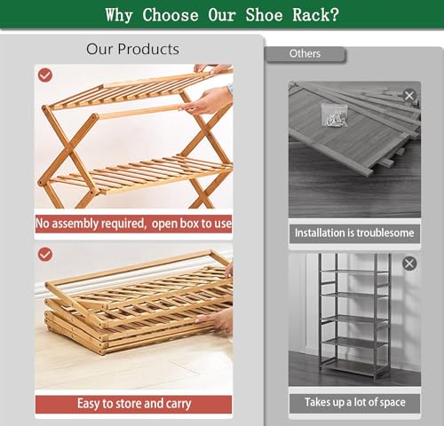 4 Tier Bamboo Shoe Rack,Portable Folding Shoe Storag | All Products - Image 5