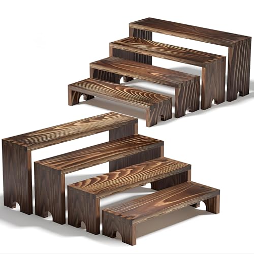 2 Set Wooden Tiered Risers Display Stands for Vendor - Image 2