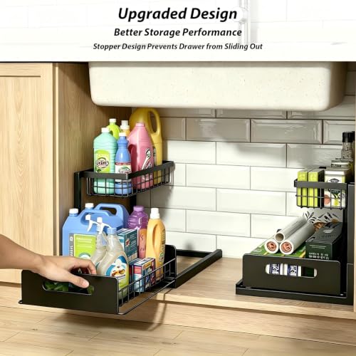 Upgraded Under Sink Organizer, 2 Tier Pull Out Kitchen Cabinet - Image 5