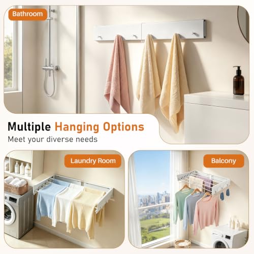 Wall Mounted Drying Rack 33", Clothes Drying Rack Foldable - Image 7