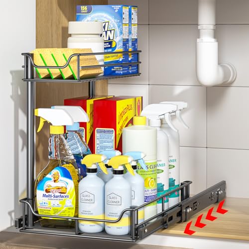 LAMU Under Sink Organizer, Pull Out Cabinet Organizer - Image 2