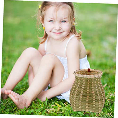 Hand Woven Bamboo Small Basket 3.93X3.93X5.50in Kids Dance Prop - Image 5