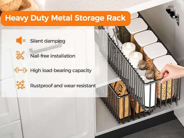 2 Pack Narrow Pull Out Cabinet Organizer for Jars Bottles Cans - Image 3