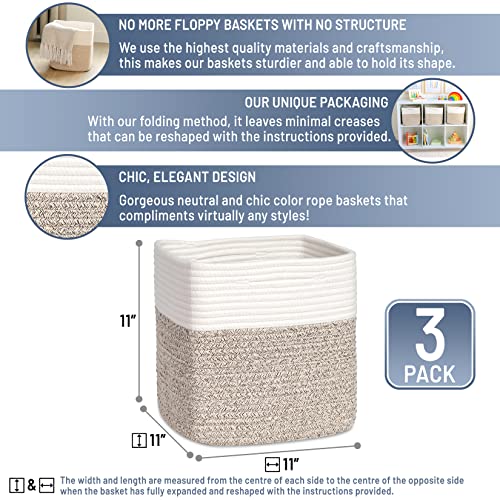 Storage Cubes 11 Inch Cotton Rope Woven Baskets | Home Organization - Image 4