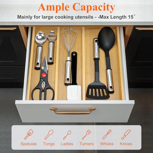 Large Bamboo Kitchen Utensil Drawer Organizer - Image 6