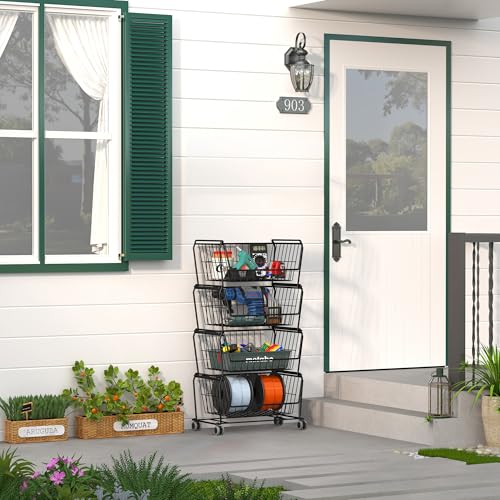 PUSDON 4-Tier Spacious Stackable Wire Storage Baskets - Image 3