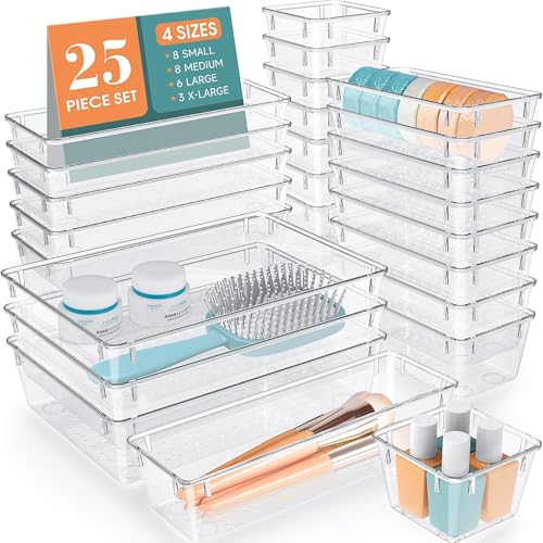 25 PCS Clear Plastic Drawer Organizer, Makeup Organizers - Image 2