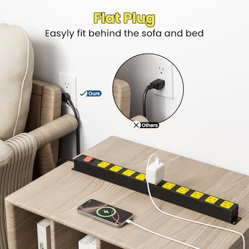 10 Outlet Metal Power Strip with 2100J Surge Protector, Heavy - Image 4