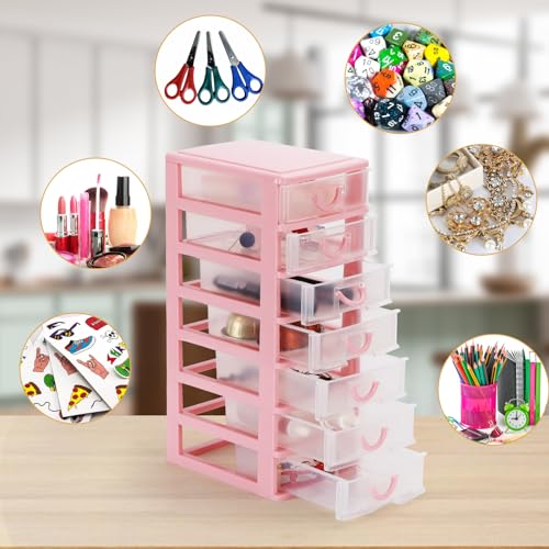 Rempry Mini Plastic Organizer with 7 Clear Drawers - Image 6