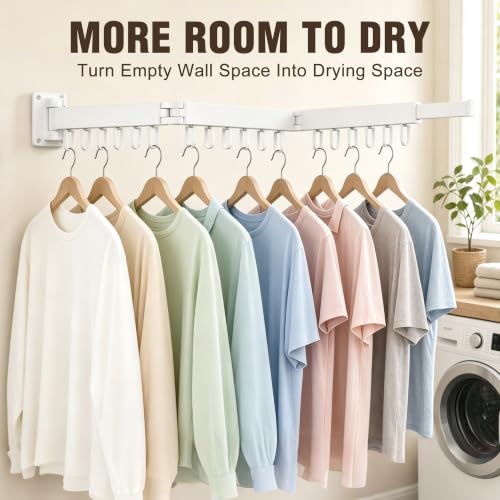AKTOP Wall Mounted Clothes Drying Rack, Tri-Fold Laundry - Image 8