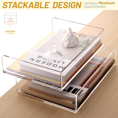 SANRUI Acrylic Desk Organizer Stackable Paper Tray, | All Products - Image 5