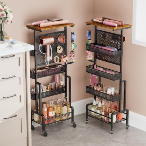 Hair Tool Organizer Cart, Slim Rolling Hair Dryer Holder - Image 2