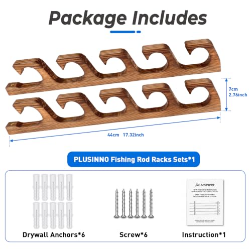 PLUSINNO H5W Solid Wood Fishing Rod Holder, Horizontal - Image 3