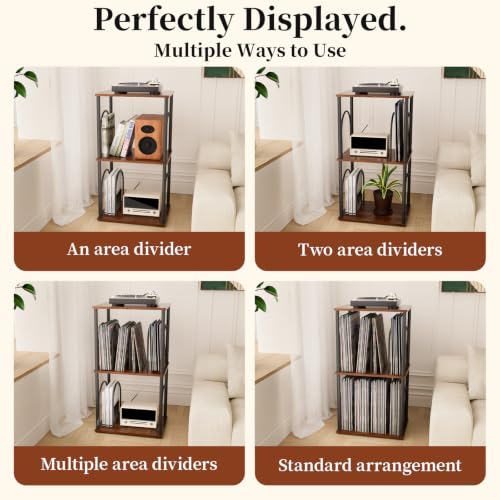 Record Player Stand, 3-Tier Vinyl Record Storage,Walnut - Image 5