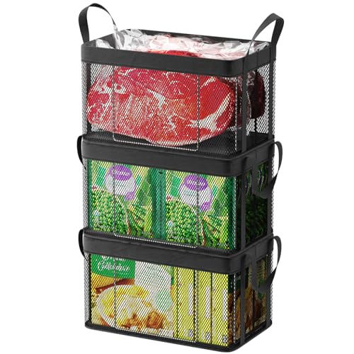 Freezer Organizer Bins - Large Baskets for 5 to 7 Cu.Ft, 3 Pack - Image 2