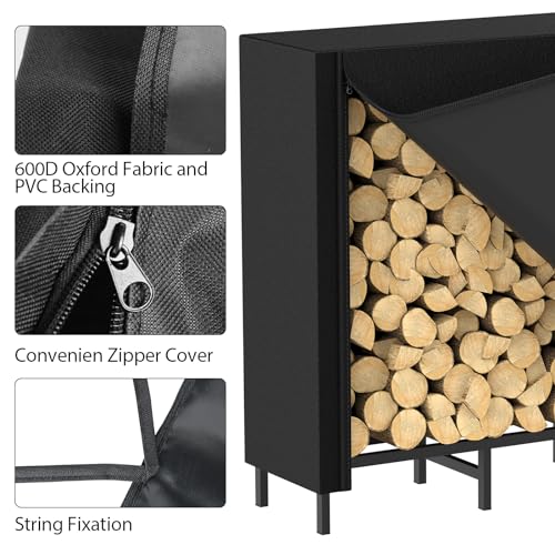 CADUKE 4ft Firewood Rack with Cover, Outdoor Firewood Log - Image 7