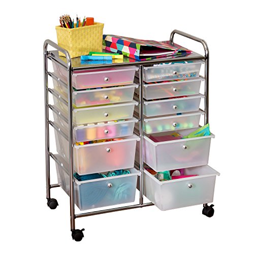 Honey-Can-Do Rolling Craft Storage Cart, Clear, 12-Drawer - Image 6