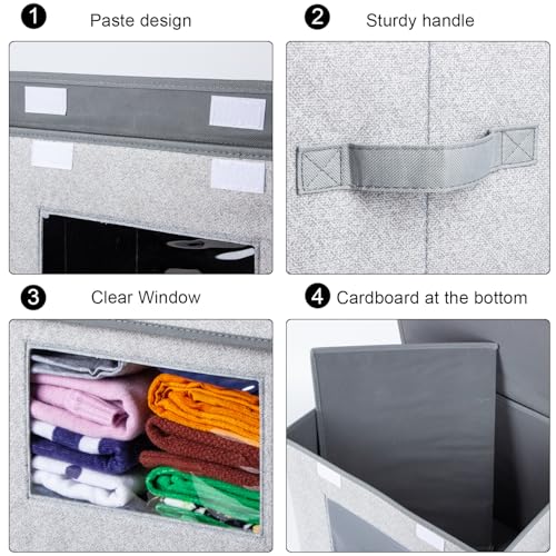 Univivi Fabric Closet Storage Bins with Lids for Shelves 4 Pack - Image 6
