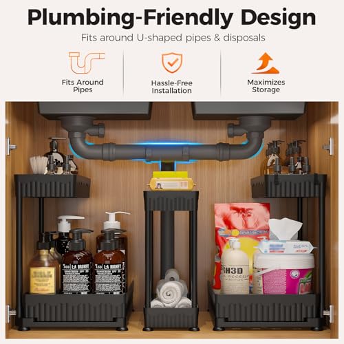 Sevenblue 3-Pack 2-Tier L-Shaped Under Sink Organize | Home Organizati - Image 4