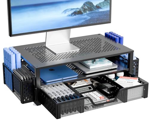 Simple Trending Monitor Stand with Drawer, 2-Tier Laptop Stand - Image 2