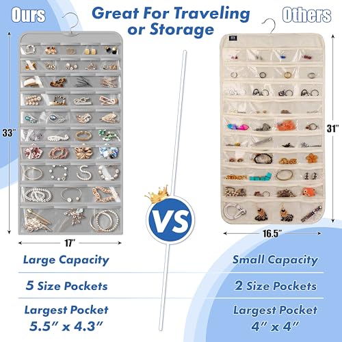 Simple Houseware 80-Pocket Hanging Jewelry Organizer with 5 Sizes - Image 4