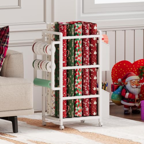 Gift Wrapping Paper Organizer&Storage Cart with Slap Bracelets - Image 3