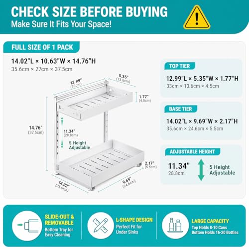 Under Sink Organizer 2 Pack, 2-Tier Metal Slide-Out - Image 7
