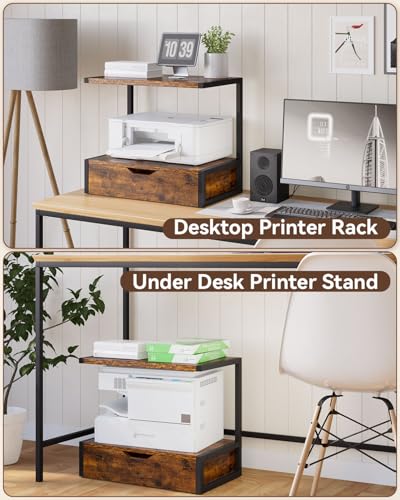 IBUYKE 2 Tier Desktop Printer Stand with Storage Drawer TLJ015H - Image 7