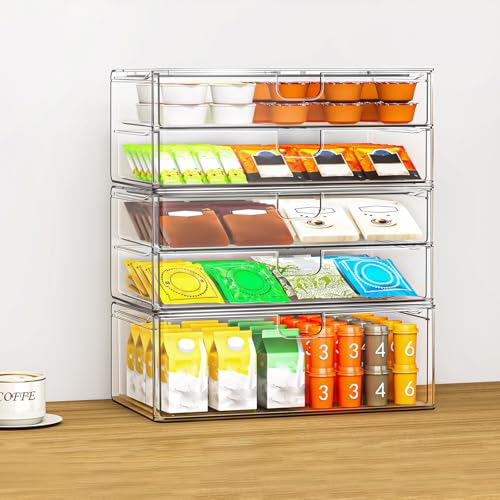 caktraie 6-Pack Acrylic Stackable Storage Drawers for Vanity - Image 3