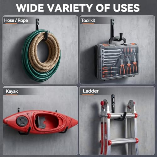 10 Pack Garage Storage Hooks, 15" Wall Mount Kayak Rack for Canoe - Image 5
