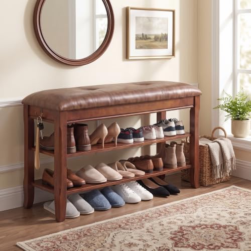 Shoe Rack Bench Solid Wood Shoe Bench Entryway | Home Organization - Image 2